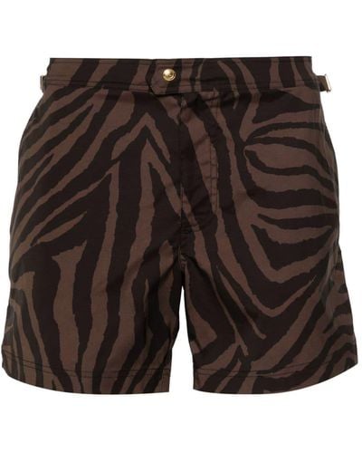 Tom Ford Zebra-print Swim Shorts - Black