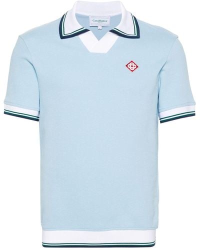 Casablancabrand Logo-patch Piqué Polo Shirt - Blue