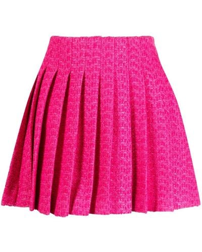 Self-Portrait Bouclé-design Pleated Skirt - Pink
