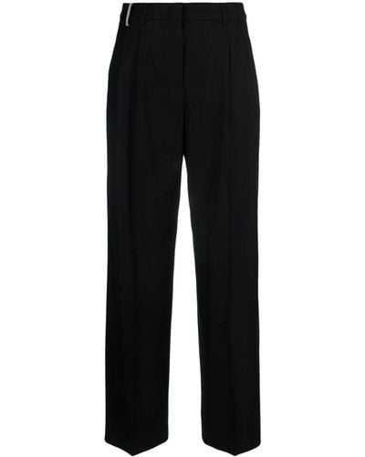 Peserico Straight-leg Pleat-detail Trousers - Black