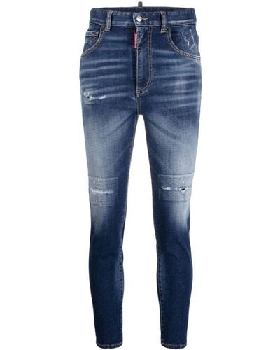 DSquared² Slim-Fit-Jeans mit hohem Bund - Blau