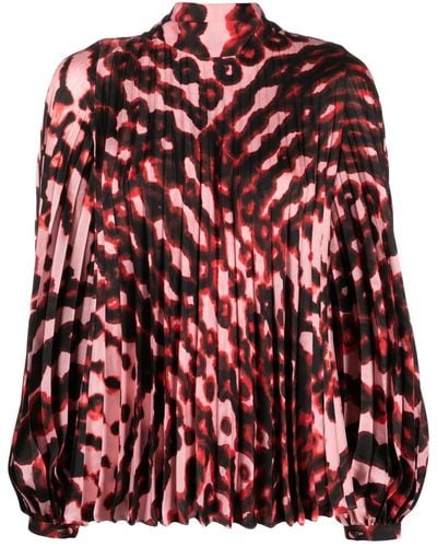 Gianluca Capannolo Abstract-print Pleated Blouse - Red