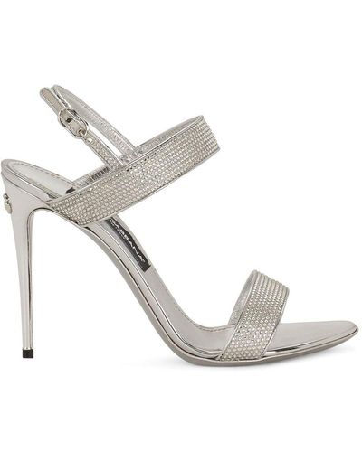 Dolce & Gabbana Sandalo in raso e termostrass - Bianco