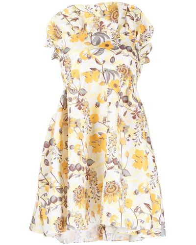 Kika Vargas Schulterfreies Kleid mit Blumen-Print - Mettallic