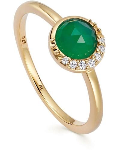 Astley Clarke 18kt vergoldeter Luna Ring mit Chalcedon - Grün