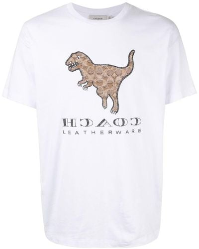 COACH Camiseta con motivo de dinosaurio - Blanco