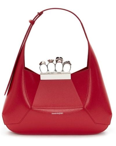 Alexander McQueen Swarovski Crystal-embellished Four Ring Bag - Red