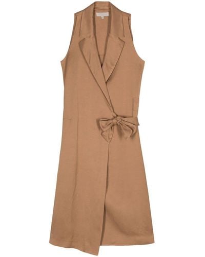 Antonelli Wrap-design Satin Dress - Brown