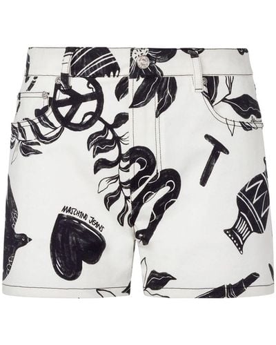 Moschino Jeans Shorts mit grafischem Print - Weiß