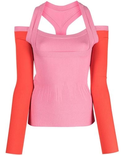 GIMAGUAS Latte Cut-out Knitted Top - Pink
