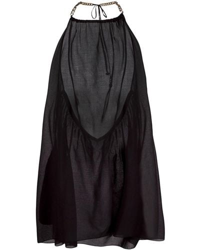 Stella McCartney Vestido con cuello halter y detalle de eslabones - Negro