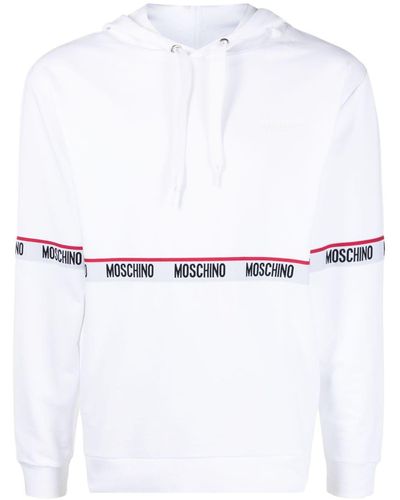 Moschino Logo-tape Pullover Hoodie - White