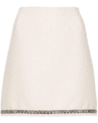 Moncler Contrasting-trim Tweed Miniskirt - Natural