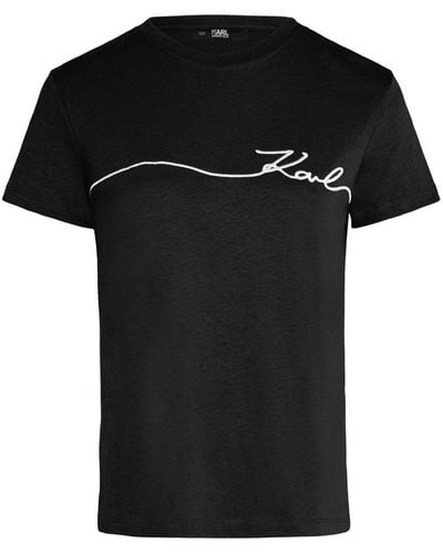 Karl Lagerfeld Signature Organic-cotton T-shirt - Black