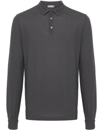 Zanone Dyed Cotton Polo Shirt - Gray