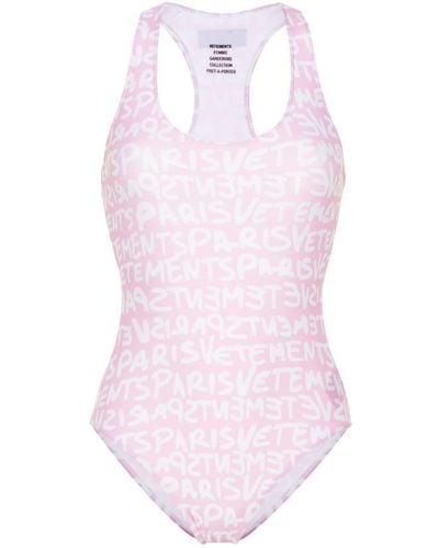 Vetements Logo-print Swimsuit - Pink