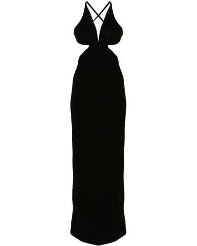 Saint Laurent Cut-out Crepe Maxi Dress - Black
