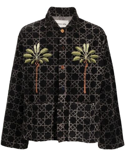 STORY mfg. Embroidered Palm Trees Shirt Jacket - Black