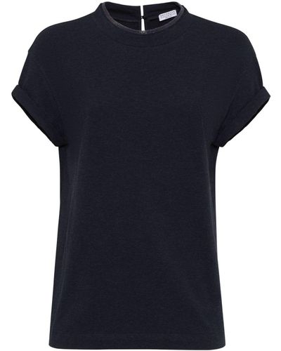 Brunello Cucinelli T-Shirt mit Knöpfen - Schwarz