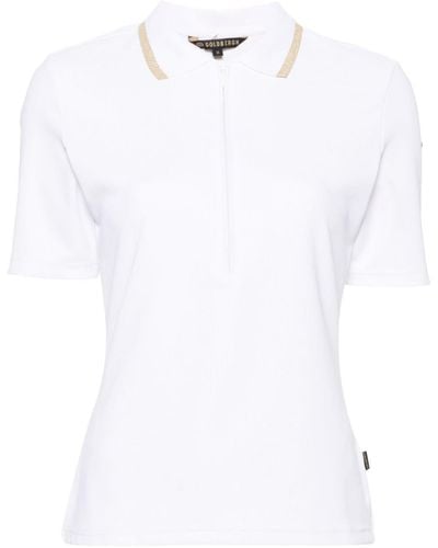 Goldbergh Zip-up Ribbed Polo Shirt - White