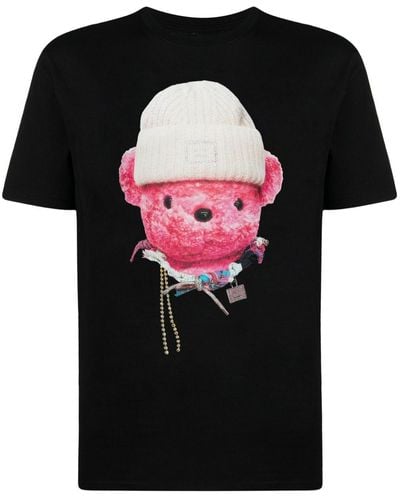 Acne Studios T-Shirt mit Teddy-Gesicht - Schwarz