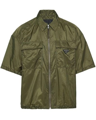 Prada Re-nylon Overhemd Met Korte Mouwen - Groen