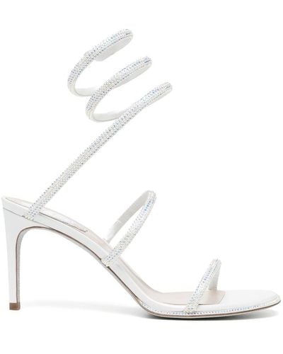 Rene Caovilla Cleo Crystal 80 Wrap Sandals - White
