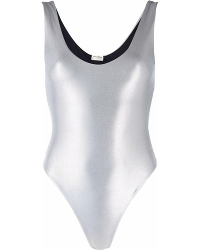 Saint Laurent Metallic Scoop-neck Sleeveless Bodysuit