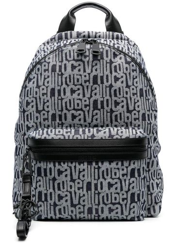Roberto Cavalli Logo-print Canvas Backpack - Grey