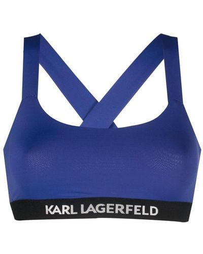 Karl Lagerfeld Haut bandeau à logo imprimé - Bleu