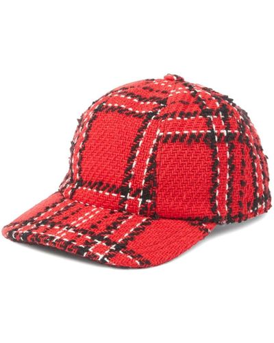 MSGM Plaid-embroidered baseball cap - Rouge