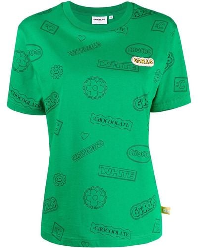 Chocoolate All-over Graphic Print T-shirt - Green
