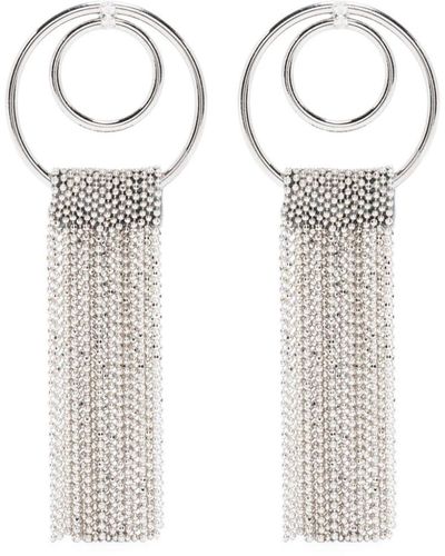 Peserico Crystal-embellished Fringed Earrings - White