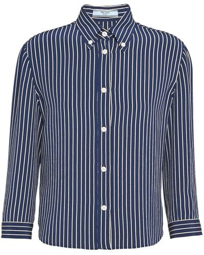 Prada Striped Silk Shirt - Blue