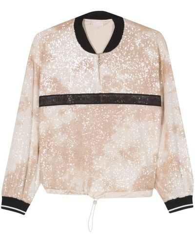 Liu Jo Logo-tape Sequined Sweatshirt - Natural