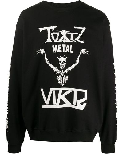 KTZ Cotton Skeleton Print Sweatshirt - Black