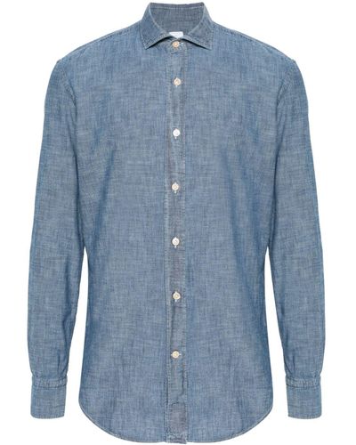 Eleventy Hemd aus Baumwoll-Chambray - Blau