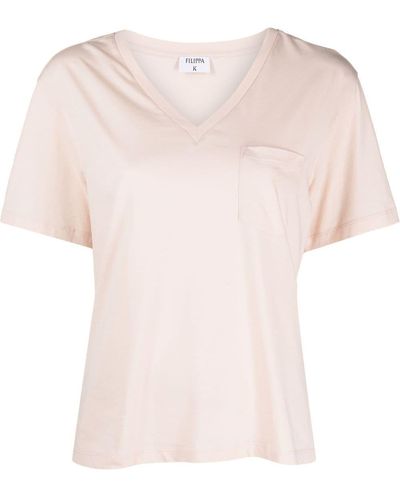 Filippa K Camiseta con cuello en V - Rosa