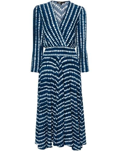Maje Abstract-pattern Asymmetrical Mid Dress - Blue