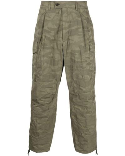 Mackintosh Camouflage-jacquard Cropped Cargo Trousers - Green