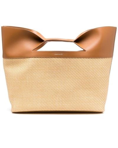 Alexander McQueen The Bow Straw-woven Tote Bag - Natural