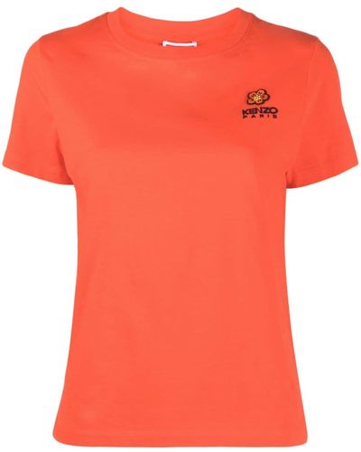 KENZO T-Shirt mit Logo-Patch - Orange