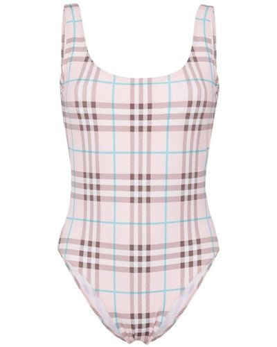 Burberry Check-pattern Swimsuit - White
