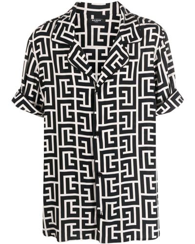 Balmain Overhemd Met Monogramprint - Zwart