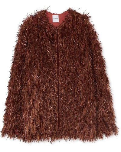 St. John Faux-fur Metallic-thread Jacket - Brown