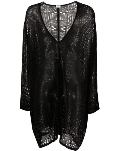 Saint Laurent V-neck Pointelle-knit Cardigan - Black