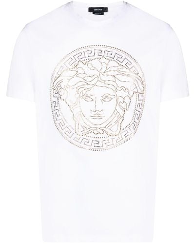 Versace White T -Shirt mit goldenen Medusa - Weiß