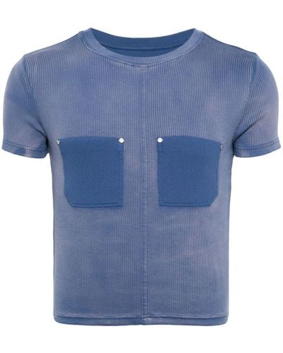 Dion Lee T-shirt en maille à design nervuré - Bleu