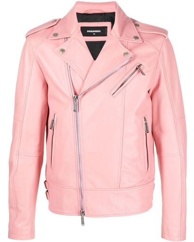 DSquared² Bikerjacke aus Leder - Pink