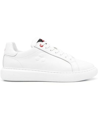 Peuterey Packard Leather Trainers With Logo - White